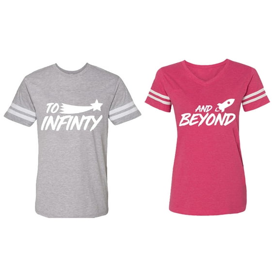 To Infinity and Beyond Matching Couple Cotton Jerseys (Men Heather / Women Pink) (Men XL / Women XL)