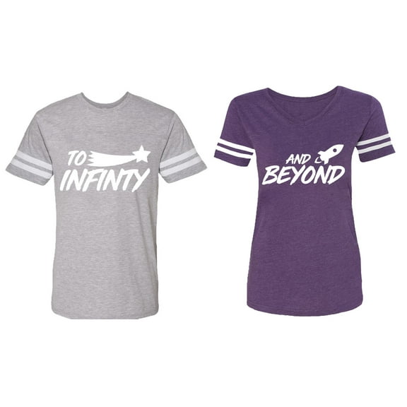 To Infinity and Beyond Matching Couple Cotton Jerseys (Men Heather / Women Purple) (Men S / Women L)
