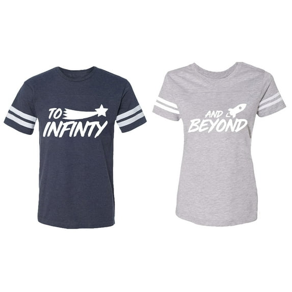 To Infinity and Beyond Matching Couple Cotton Jerseys (Men Navy / Women Heather) (Men L / Women M)