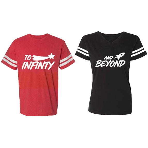 To Infinity and Beyond Matching Couple Cotton Jerseys (Men Red / Women Black) (Men S / Women S)