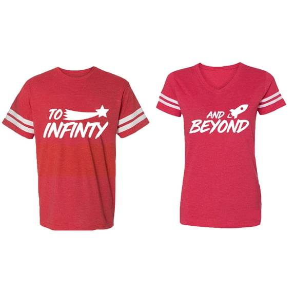To Infinity and Beyond Matching Couple Cotton Jerseys (Men Red / Women Red) (Men L / Women XXL)
