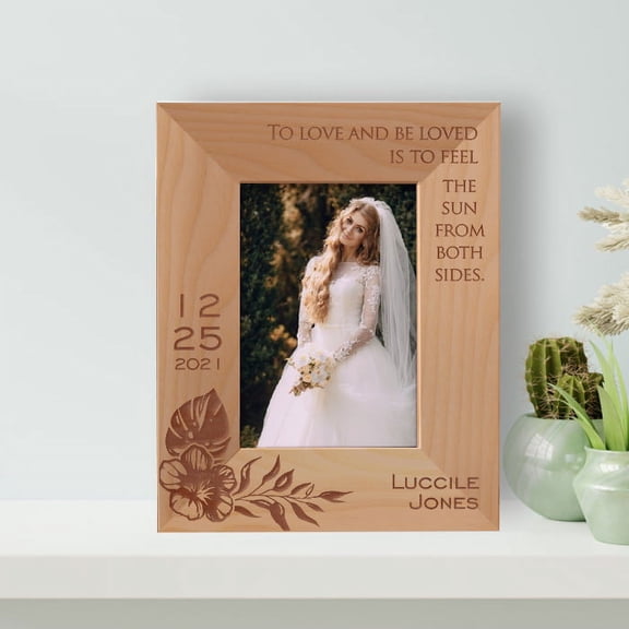 To Love And Be Loved Is To Feel The Sun From Both Sides Personalized Wooden Frame 3 1/2" x 5" Brown (Vertical)