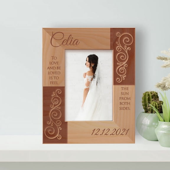 To Love And Be Loved Is To Feel The Sun From Both Sides Personalized Wooden Frame 3 1/2" x 5" Brown (Vertical)