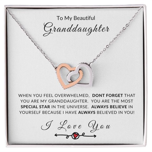 To MY Granddaughter Believe In Yourself Interlocking Hearts Necklace