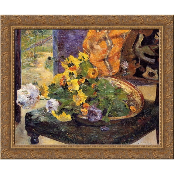 To Make a Bouquet 24x20 Gold Ornate Wood Framed Canvas Art by Paul Gauguin