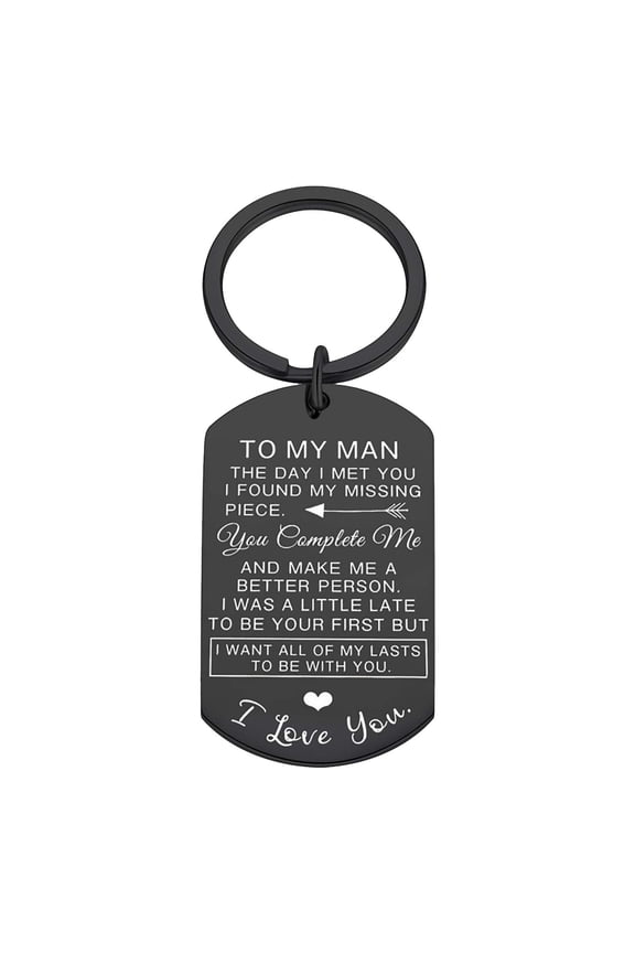 "To My Man" "To My Woman" Stainless Steel Keychain, Romantic Couple Key Ring Gift for Valentine's Day Anniversary Birthday, Engraved Love Message Gift for Him Her Boyfriend Girlfriend