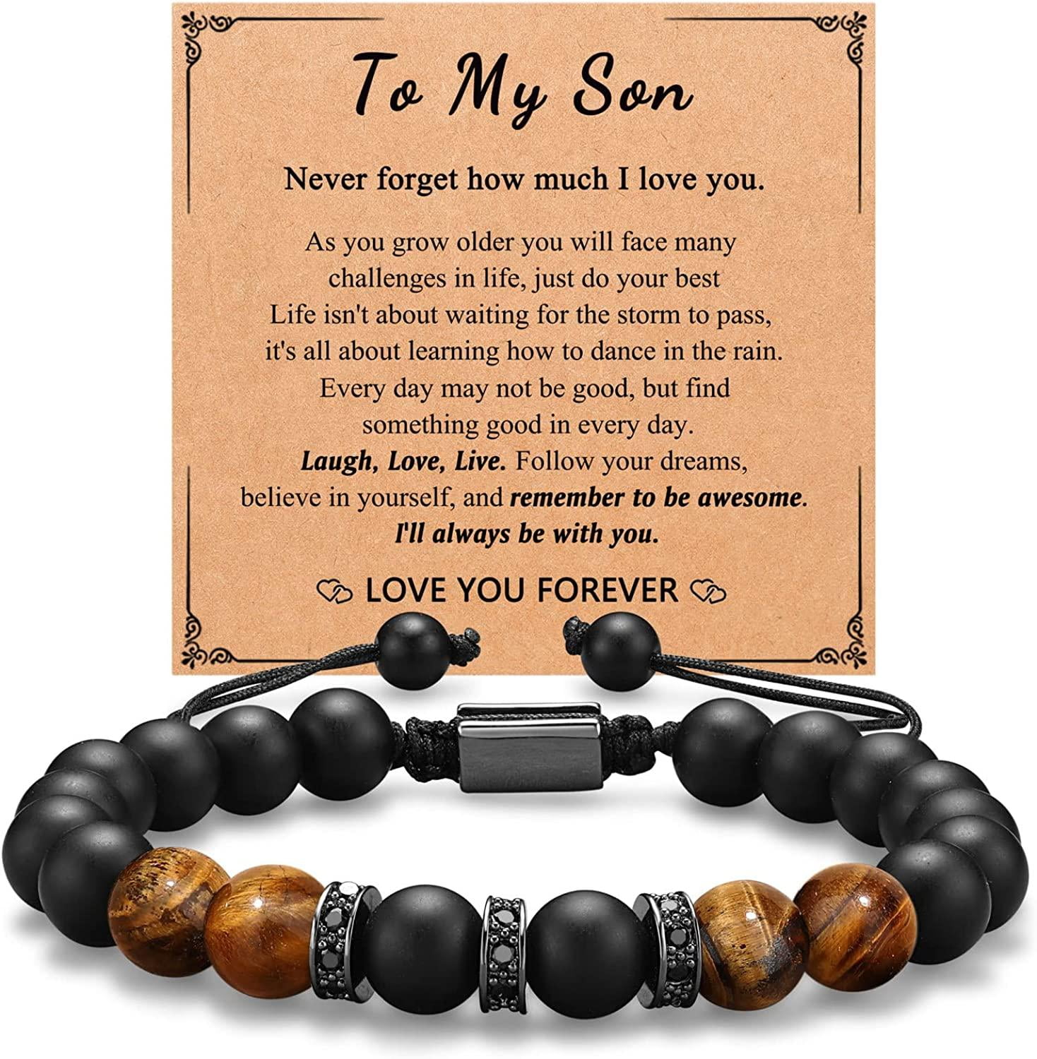 Anniversary Gifts for Him Boyfriend Birthday Gifts for Husband Fathes Day Tiger Eye Beaded Bracelets Men One Year Sentimental Meaningful Gifts