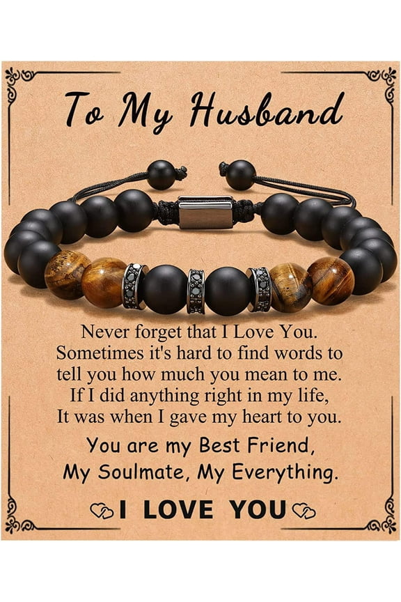 To Mens Bracelet for Boyfriend, Husband, My Man, My Love, Soulmate, Dad, Son, Grandson, Brother -- Anniversary Birthday Christmas Gift for Him