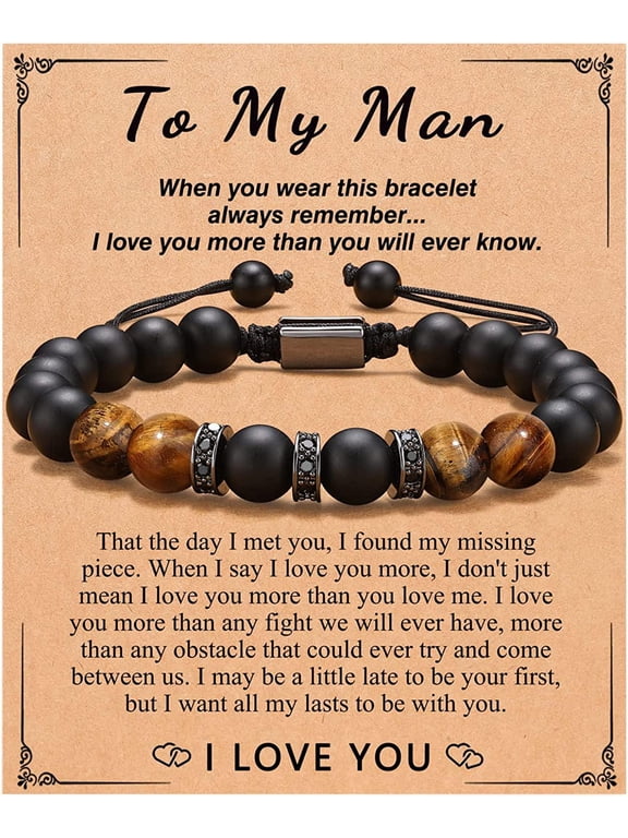 To Mens Bracelet for Boyfriend, Husband, My Man, My Love, Soulmate, Dad, Son, Grandson, Brother -- Anniversary Birthday Christmas Gift for Him
