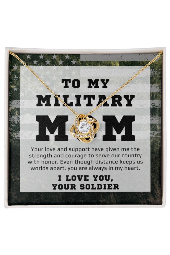 To Military Mom From Her Soldier Gift Love Knot Necklace For Mother's Day, Birthday or Christmas