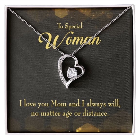 To Mom Age or Distance Forever Necklace w Message Card