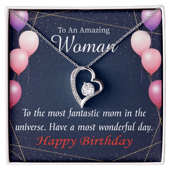 To Mom Birthday Message Most Fantastic Mom Forever Necklace w Message Card