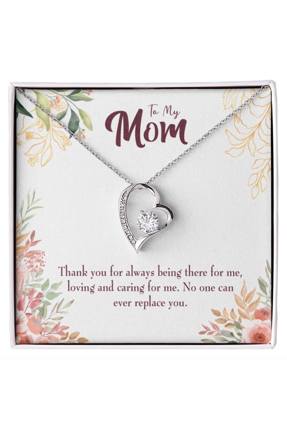 To Mom Irreplaceable Mom Forever Necklace w Message Card