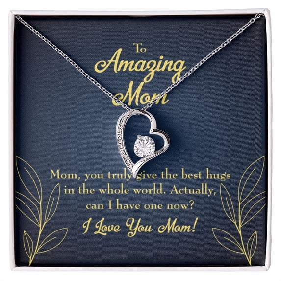 To Mom Mom Best Hug Forever Necklace w Message Card