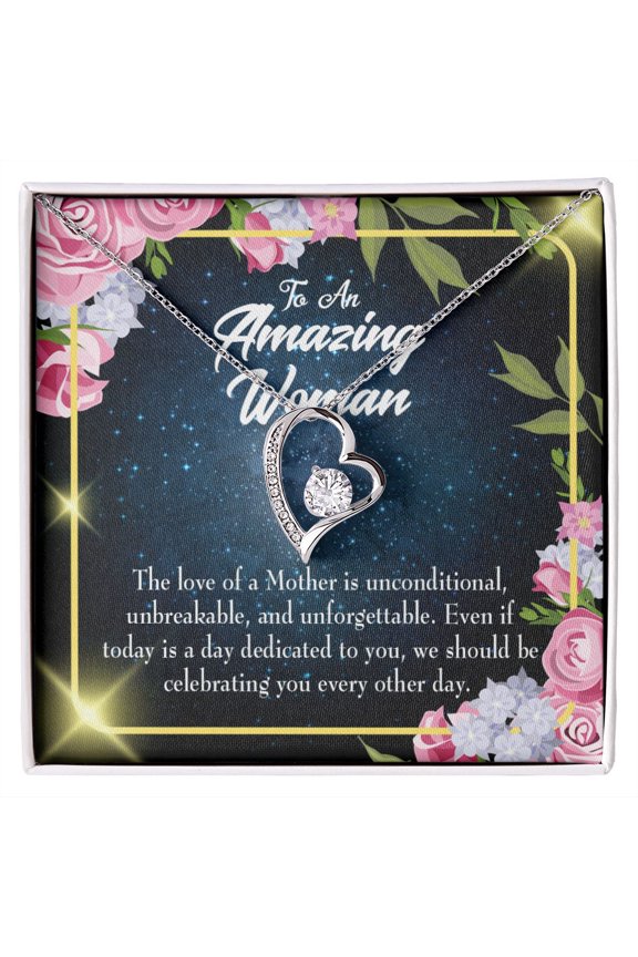 To Mom Mom Unconditional Love Forever Necklace w Message Card