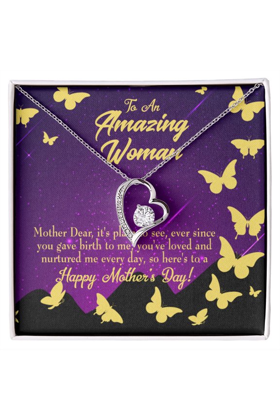To Mom Mother Dear Forever Necklace w Message Card