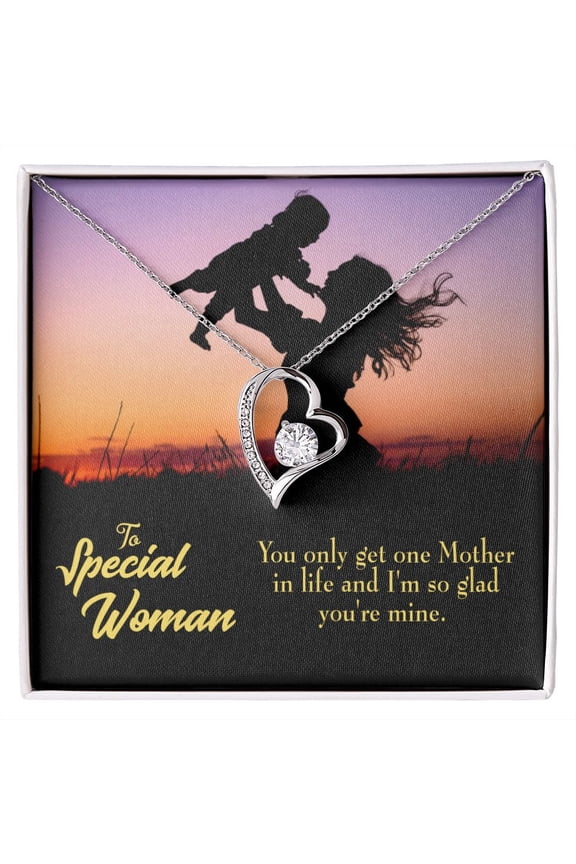 To Mom Only One Mother Forever Necklace w Message Card