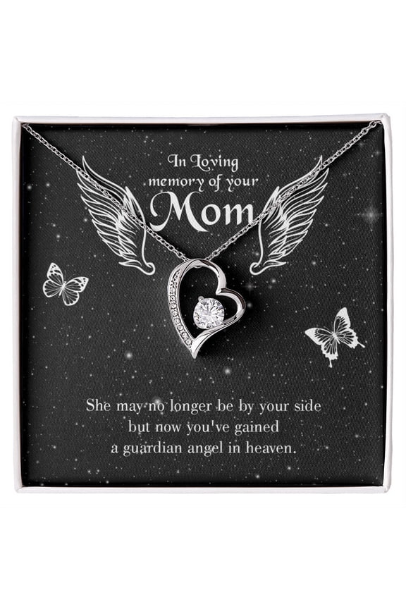To Mom Remembrance Message Guardian Angel Forever Necklace w Message Card