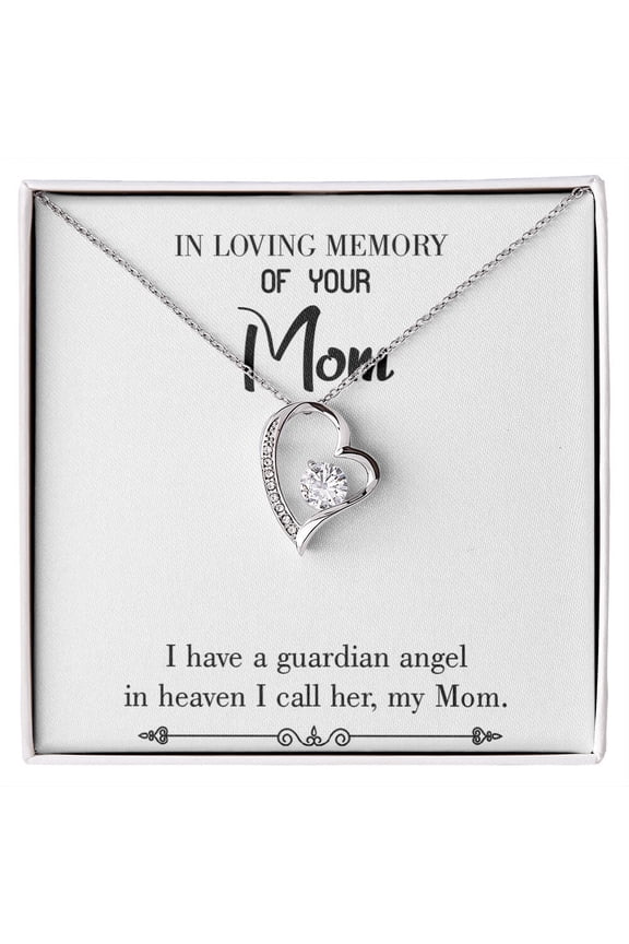 To Mom Remembrance Message Guardian Angel Mom White Forever Necklace w Message Card