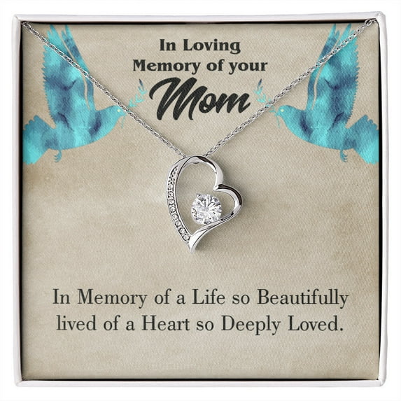 To Mom Remembrance Message Life's Beautifully Lived Forever Necklace w Message Card