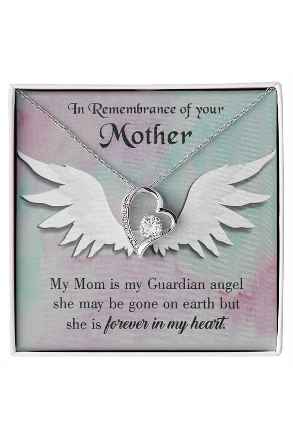 To Mom Remembrance Message Mommy Guardian Angel Forever Necklace w Message Card
