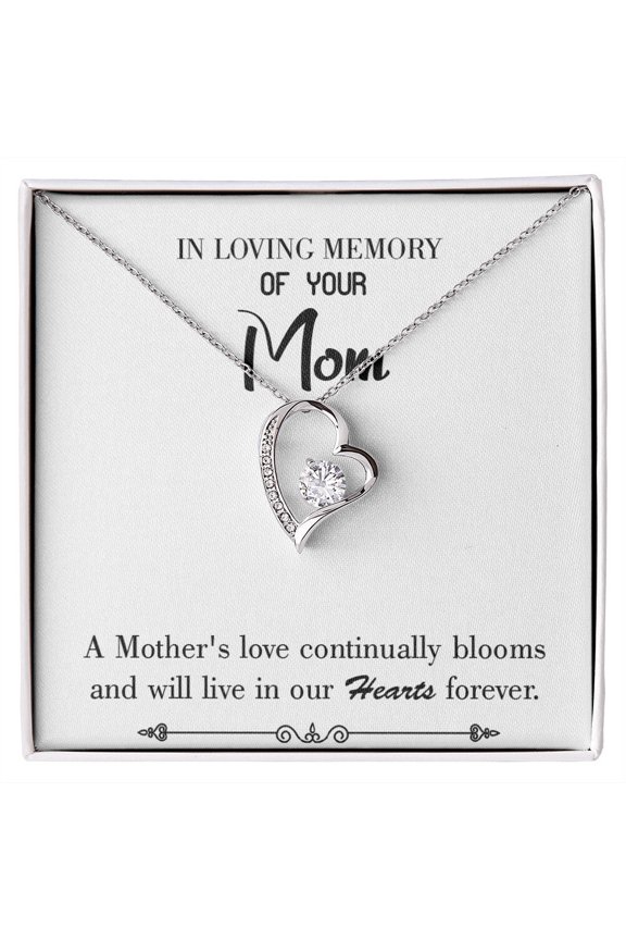 To Mom Remembrance Message Mother's Love Blooms White Forever Necklace w Message Card