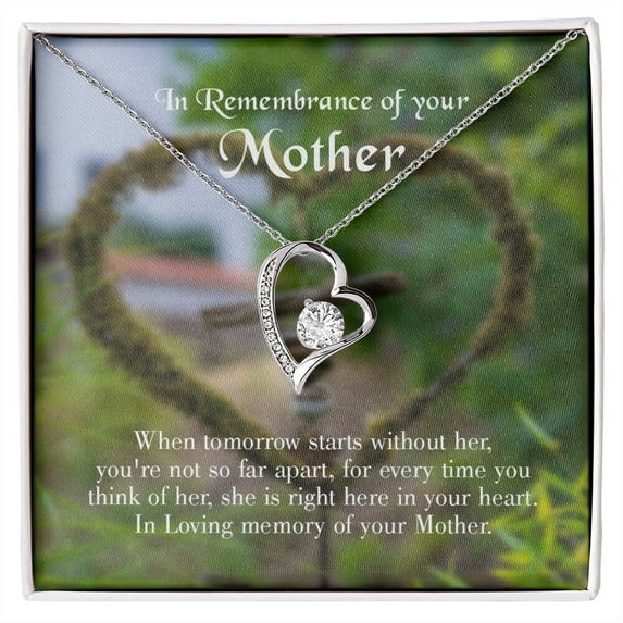 To Mom Remembrance Message Not Far Apart Forever Necklace w Message Card