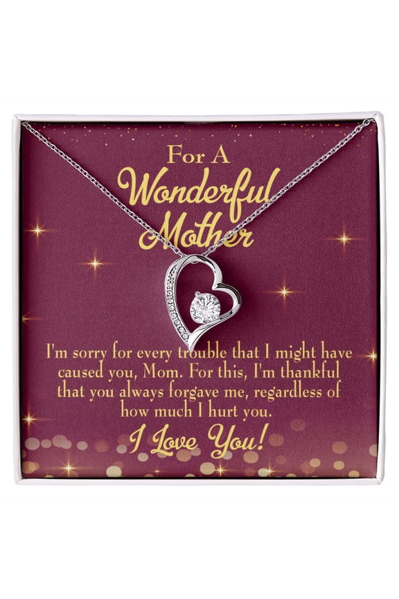 To Mom Sorry Mom Forever Necklace w Message Card