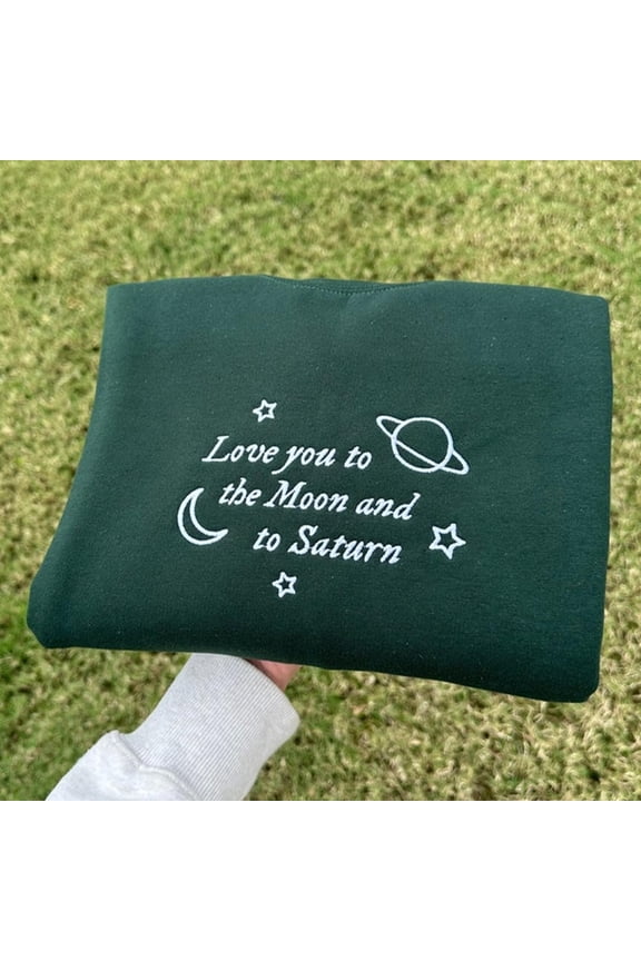 To Moon And To Saturn Lyrics Embroidered Sweatshirt