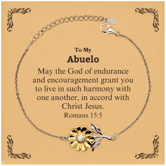 To My Abuelo Gifts, May the God of endurance, Bible Verse Scripture Sunflower Bracelet, Birthday Confirmation Gifts for Abuelo