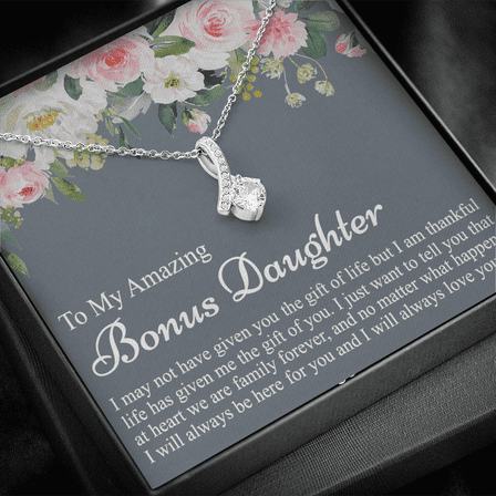 To My Amazing Bonus Daughter, I Will Always Love You, Alluring Beauty Necklace, White Alluring Necklace