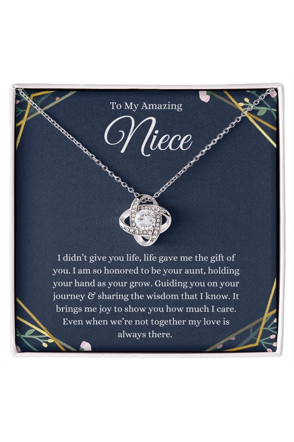 To My Amazing Niece From Aunt Necklace, White Love Knot Necklace