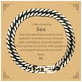 thumbnail image 1 of To My Amazing Son Supporting Cuban Link Chain Bracelet, Life is an adventure waiting to be explored, Birthday Unique Gifts for Son from Pa, 1 of 6