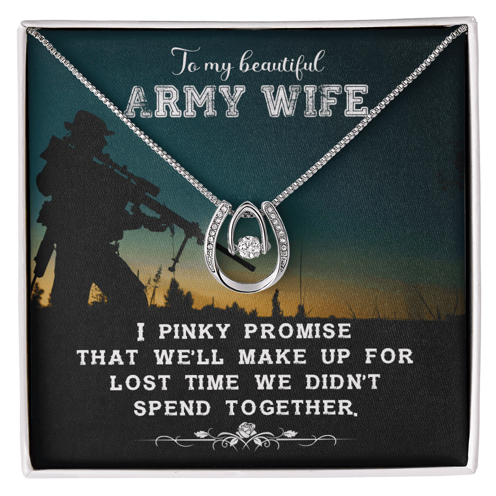 To My Army Wife Promise Lucky Horseshoe Necklace Message Card 14k w CZ ...
