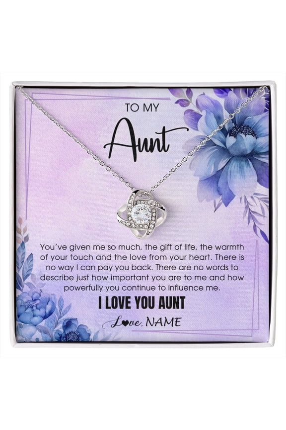 To My Aunt Love Necklace, White Love Knot Necklace