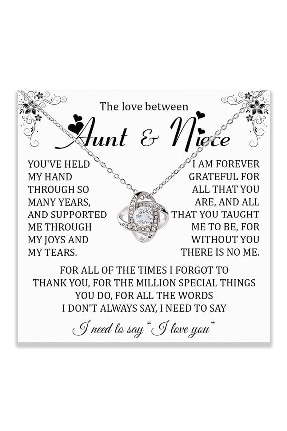 To My Aunt Necklace For Birthday, Aunt Appreciation Necklace #1154, White Love Knot Necklace