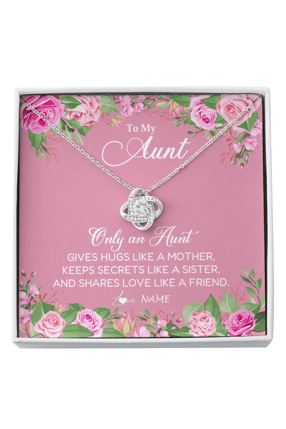 To My Aunt Necklace Hugs Like A Mother, White Love Knot Necklace
