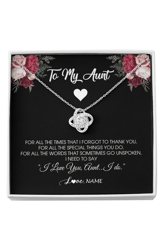 To My Aunt Necklace I Need To Say I Love You, Gold Love Knot Necklace