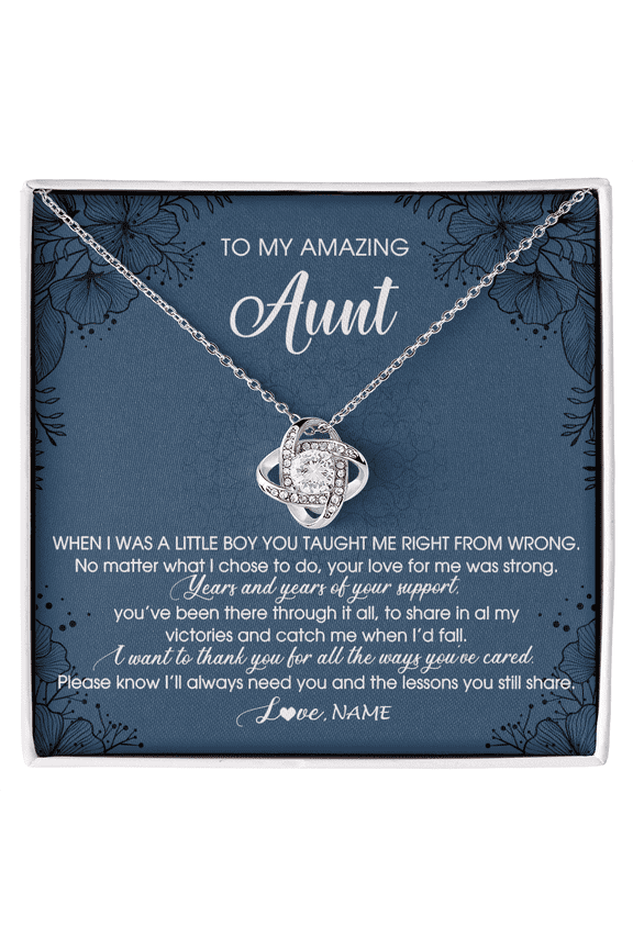 To My Aunt Necklace You Taught Me Right Love, Gold Love Knot Necklace