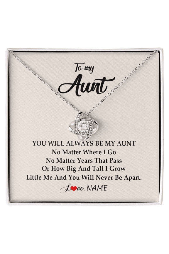 To My Aunt Necklace You Will Always Be My Aunt, White Love Knot Necklace