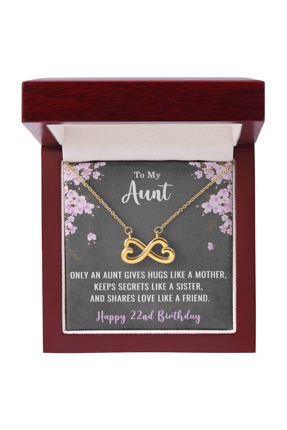 To My Aunt Necklace for Her 22nd Birthday 22 Years Old Birthday Title: 18k Yellow Gold Finish, Box Choice: Luxury Box