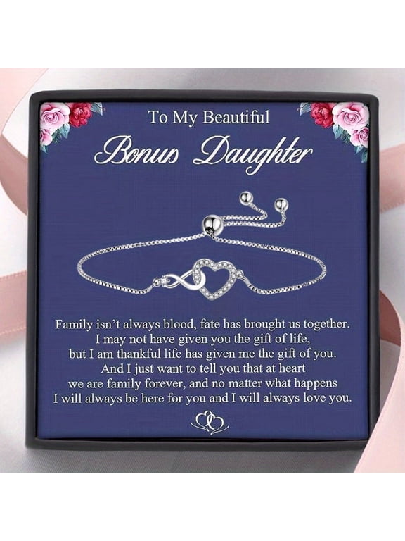 To My Beautiful Bonus Daughter Infinity Heart Bangle Bracelet, Bonus Daughter Gift, Stepdaughter, Daughter in law Gift Bracelet