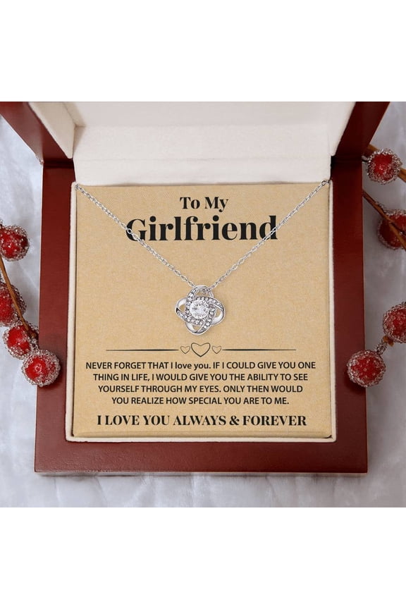 To My Beautiful Girlfriend Gifts, Soulmate Necklace With Heartfelt Message Card Gift Box Jewelry For Her on Birthday Christmas