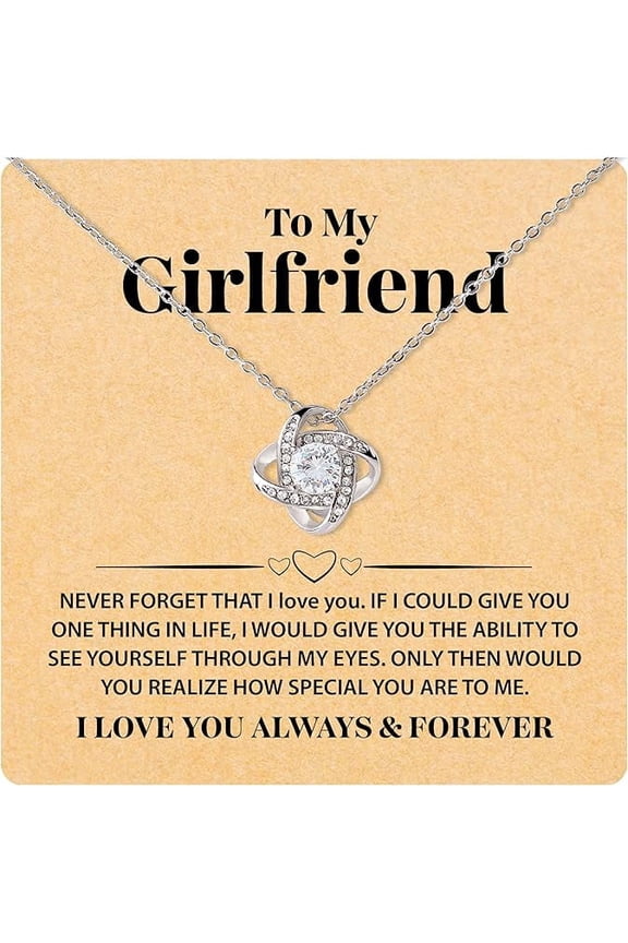 To My Beautiful Girlfriend Gifts, Soulmate Necklace With Heartfelt Message Card Gift Box Jewelry For Her on Birthday Christmas
