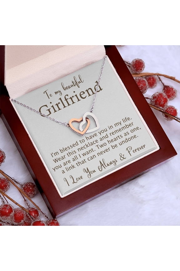 To My Beautiful Girlfriend Gifts, Soulmate Necklace With Heartfelt Message Card Gift Box Jewelry For Her on Birthday Christmas