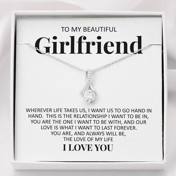 To My Beautiful Girlfriend Necklace From Boyfriend. Valentine's Day, Birthday, Christmas, Anniversary Gifts With Heartfelt Message & LED Box