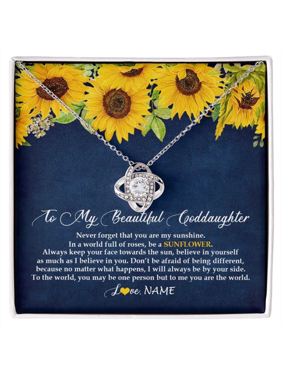 To My Beautiful Goddaughter Necklace From Godmother Be A Sunflower My Sunshine Goddaughter Birthday Christmas Customized Gift Box Message Card