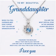 To My Beautiful Granddaughter Necklace Cubic-Zirconia Moon and Star Necklace For Granddaughter Birthday Graduation Gift