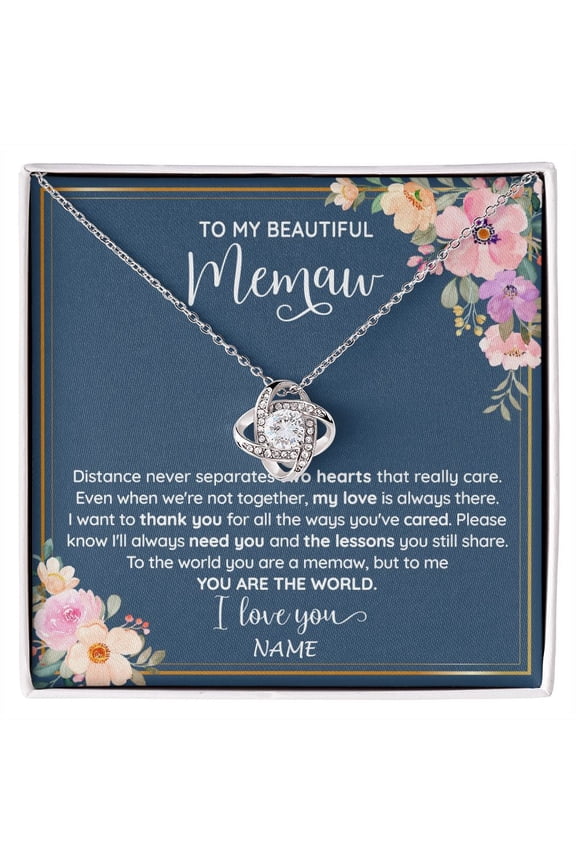 To My Beautiful Memaw Necklace, White Love Knot Necklace