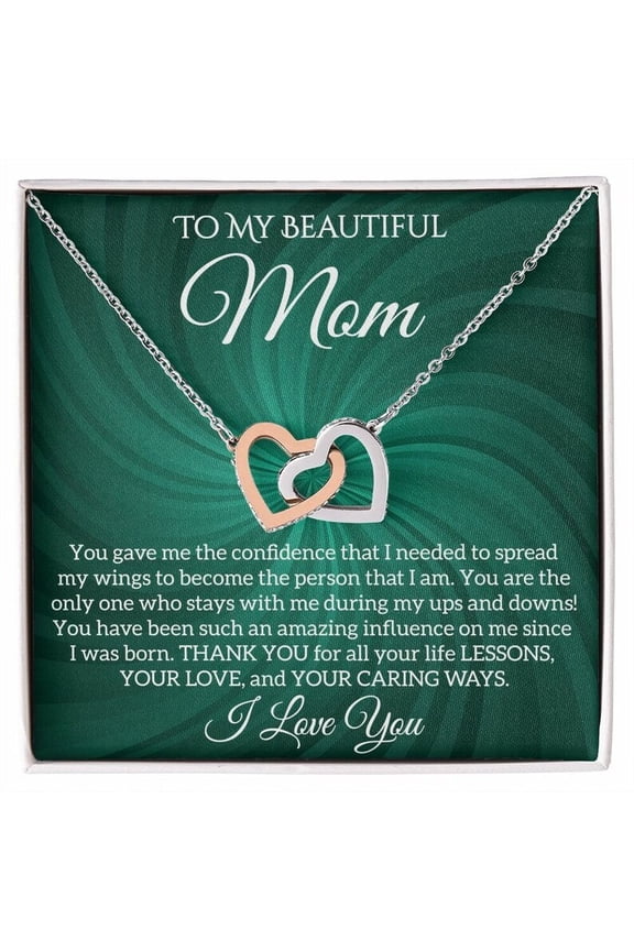 To My Beautiful Mom Necklace, Interlocking Hearts Necklace, Mother , Mother Jewelry, Multi Interlocking Heart Necklace